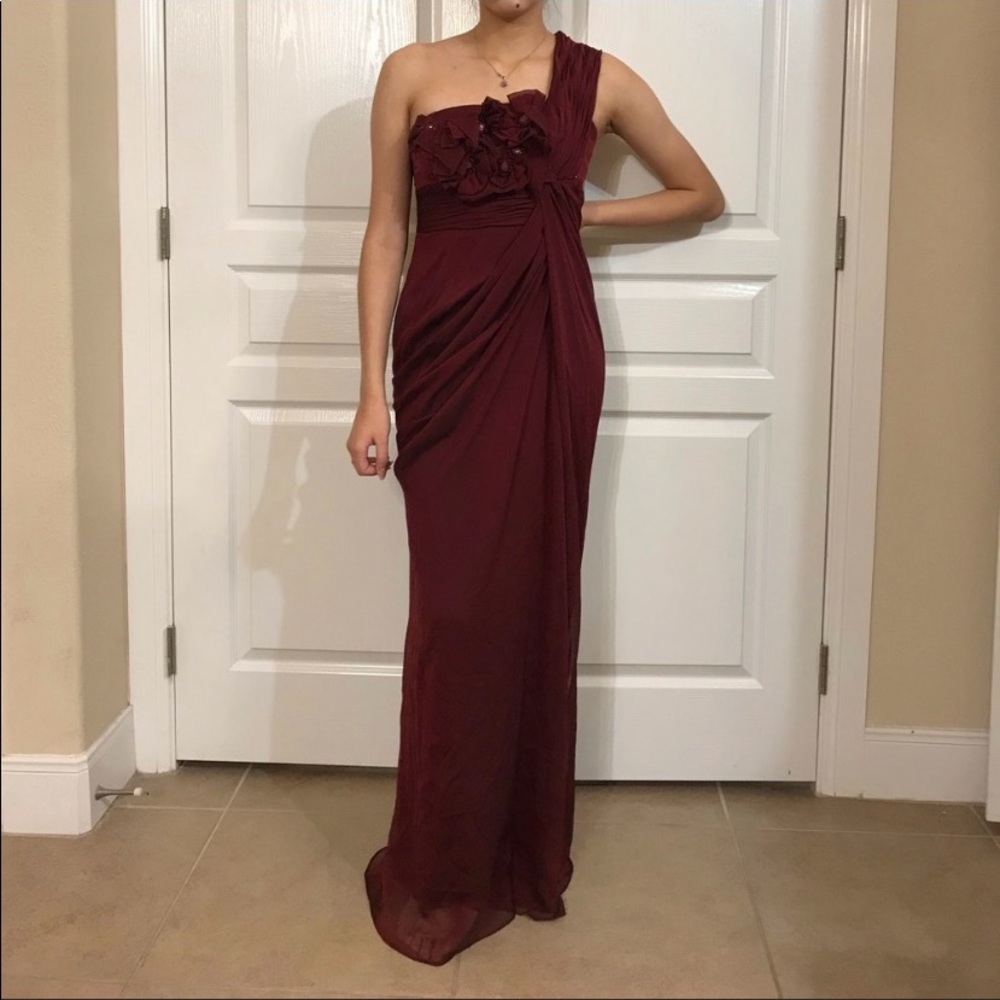 Adrianna Papell one shoulder chiffon long gown
